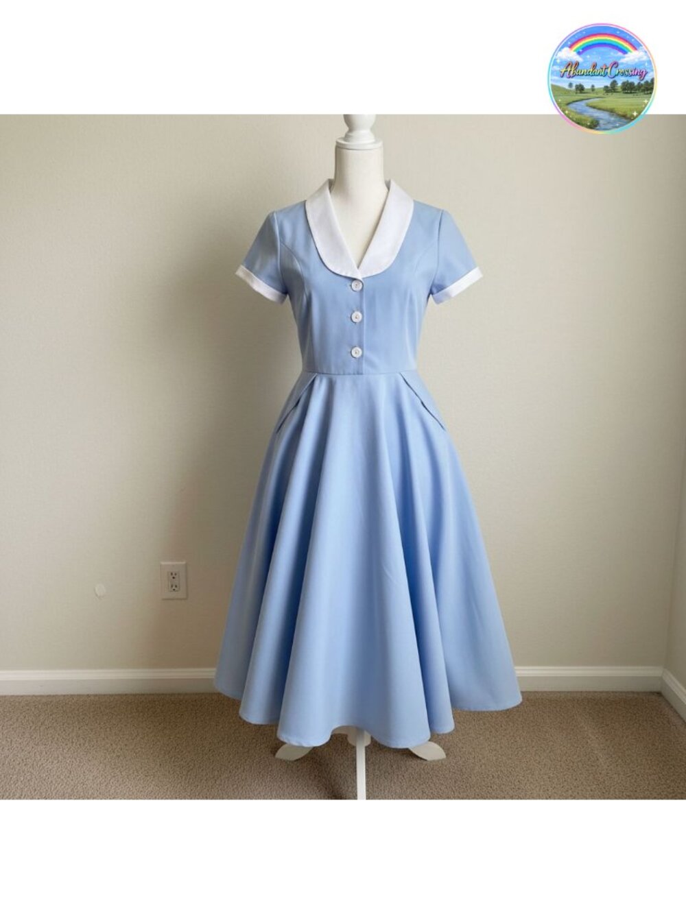 1950s Vintage Swing Dress Peter Pan Collar A-Line Midi Cocktail Party